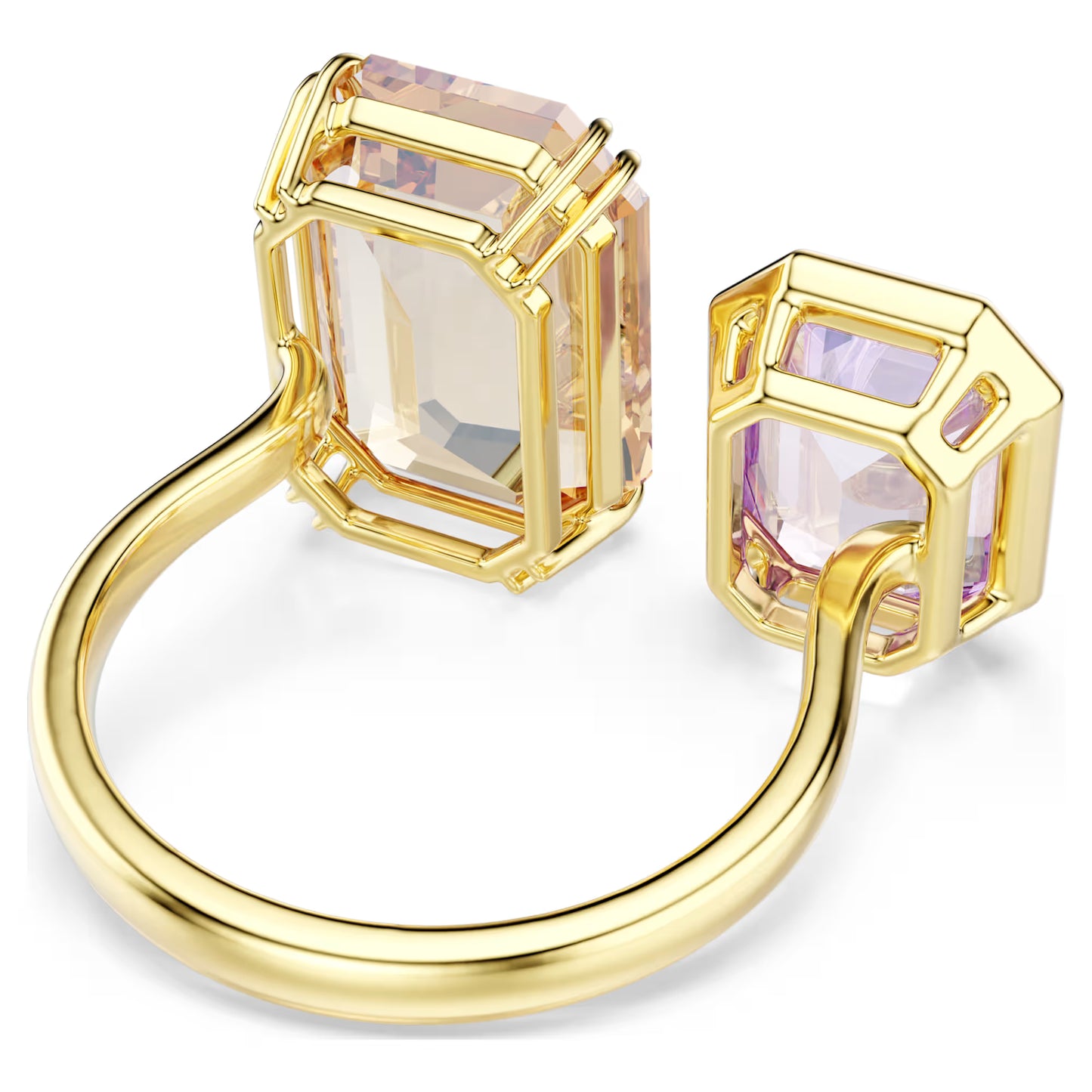 Multicoloured Octagon Cut Open Crystal Ring – Gold Finish