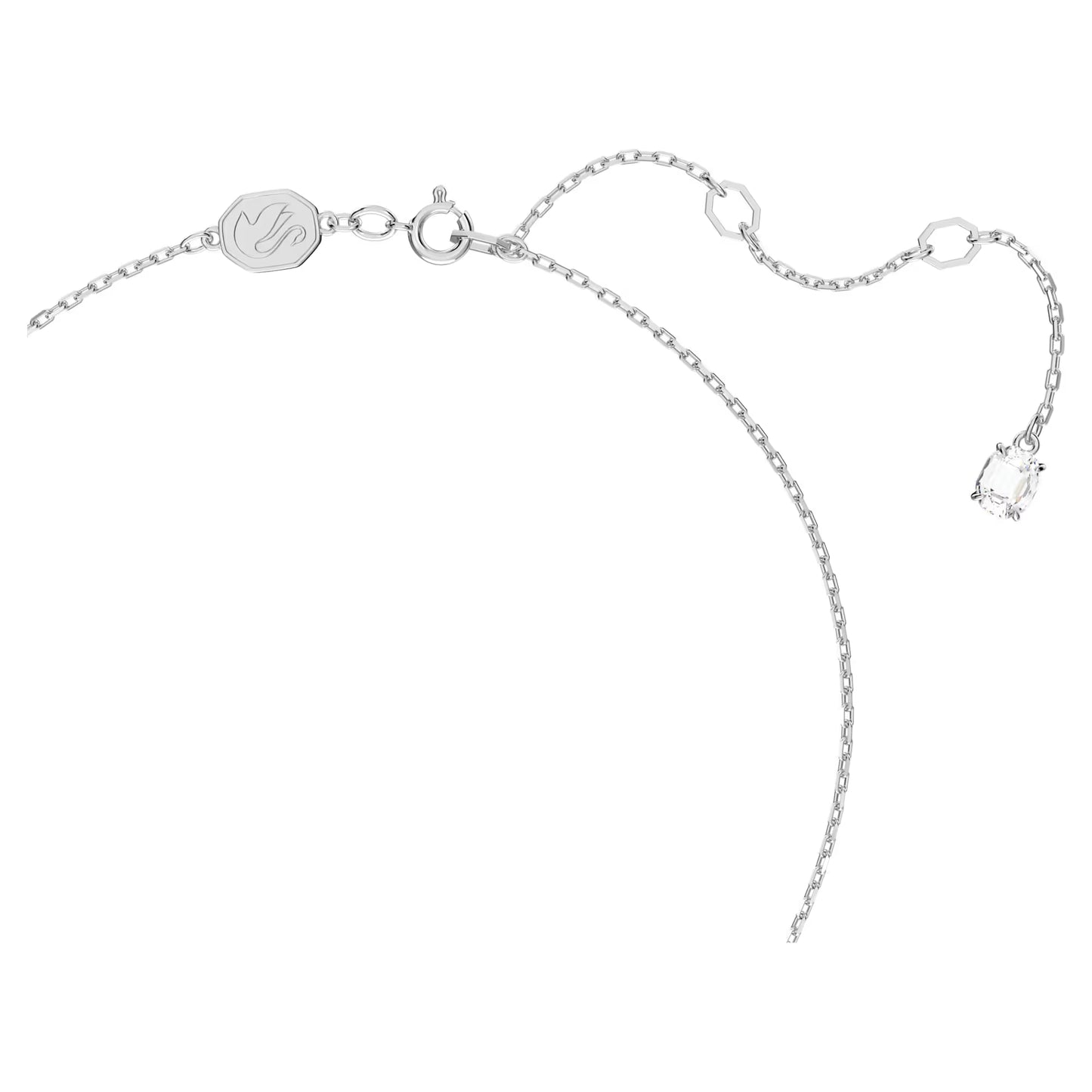 White Pear Cut Crystal Pendant Necklace – Rhodium Plated