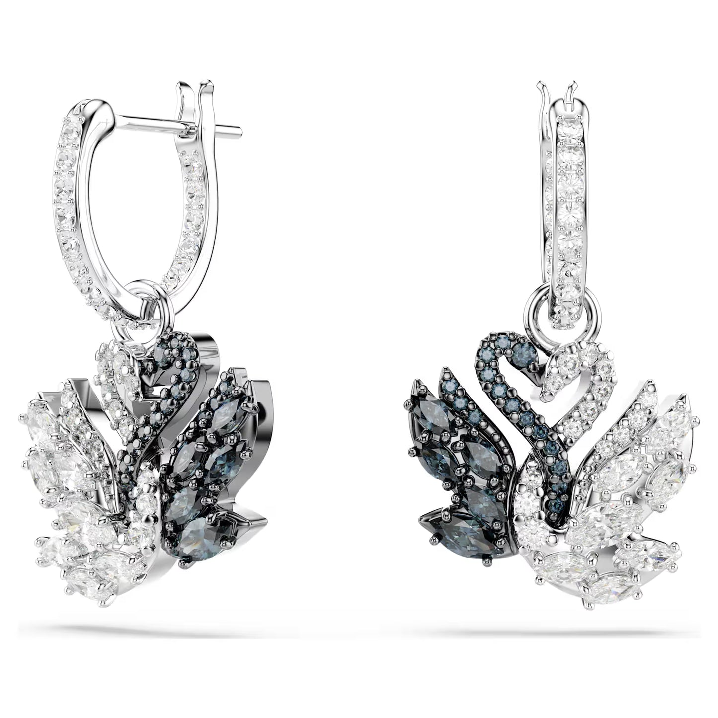 Black Swan Crystal Drop Earrings – Mixed Metal Finish