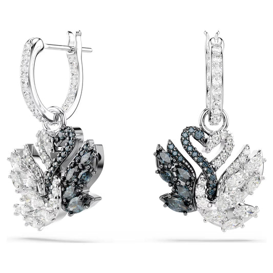 Black Swan Crystal Drop Earrings – Mixed Metal Finish
