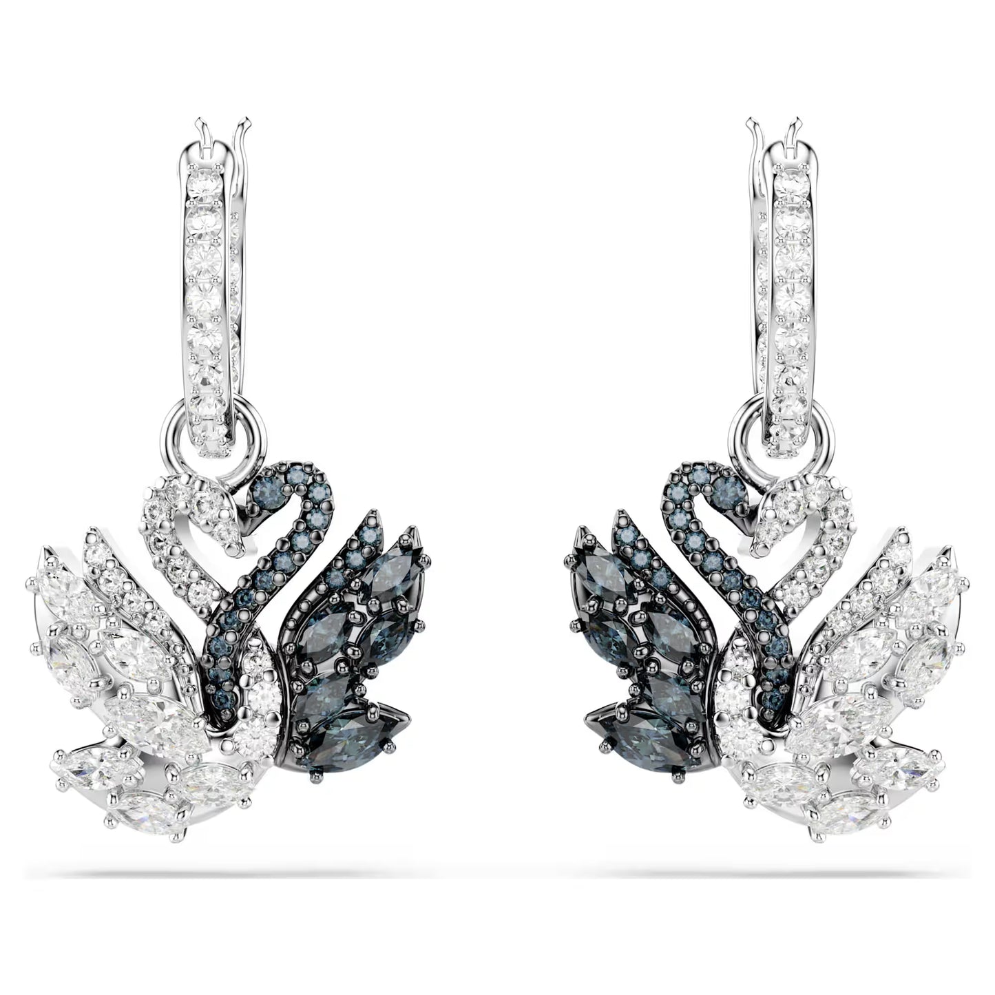 Black Swan Crystal Drop Earrings – Mixed Metal Finish