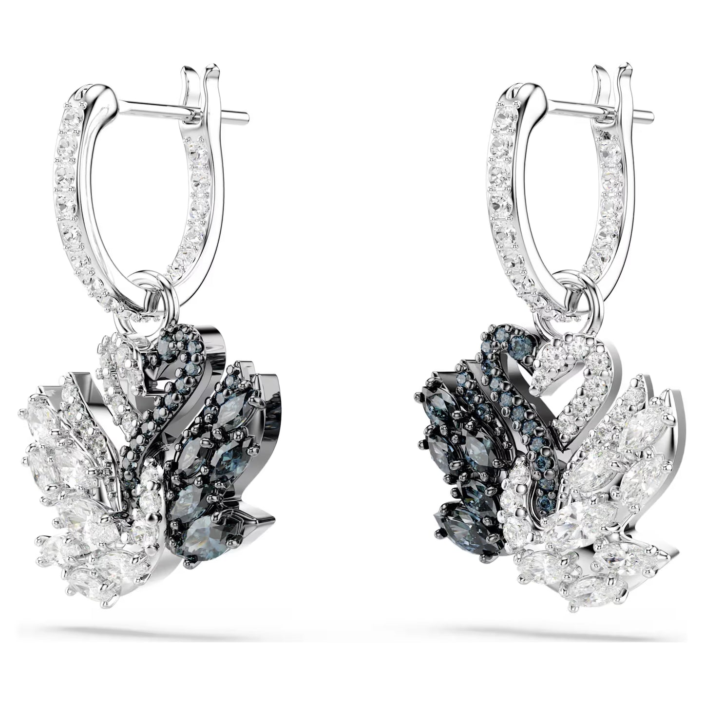 Black Swan Crystal Drop Earrings – Mixed Metal Finish